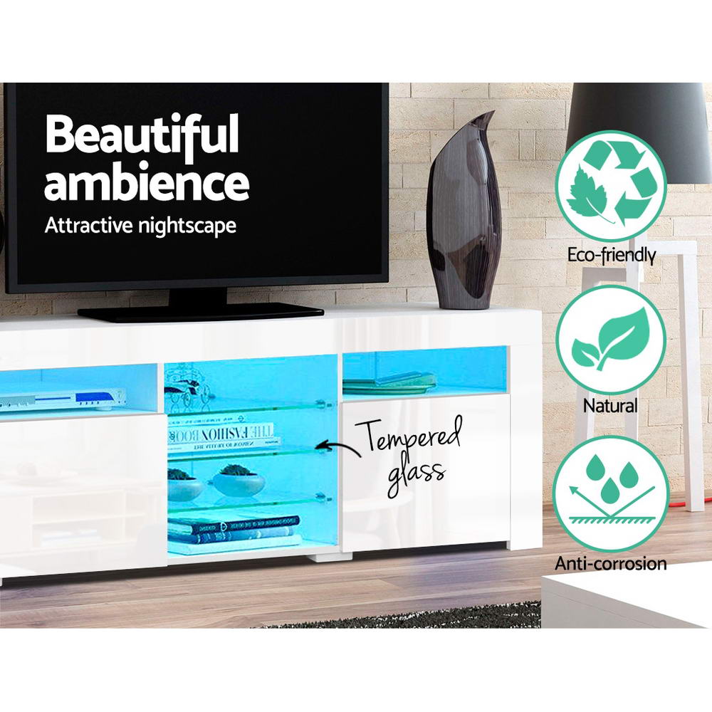 Artiss Entertainment Unit TV Cabinet LED 180cm White Bobi-Entertainment Units-PEROZ Accessories