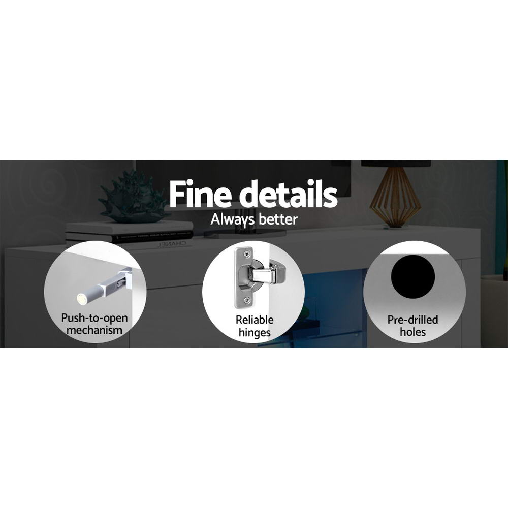Artiss Entertainment Unit TV Cabinet LED 180cm White Bobi-Entertainment Units-PEROZ Accessories