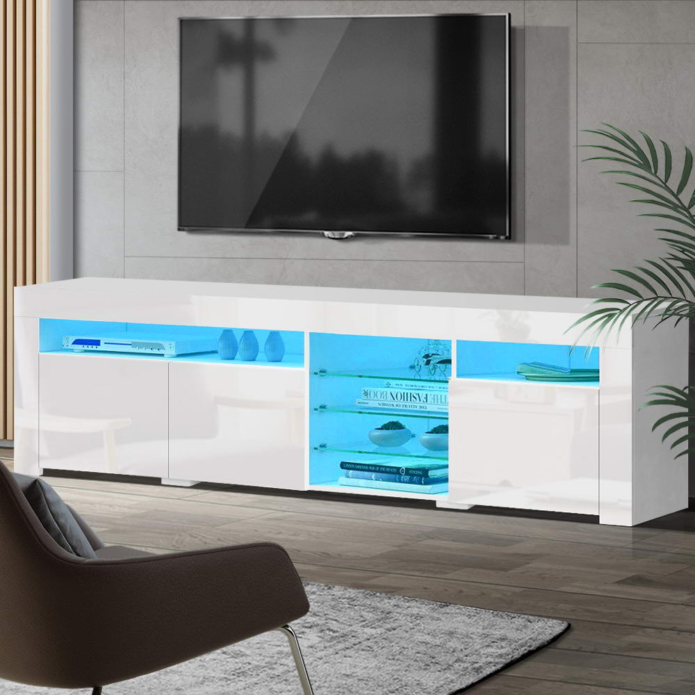 Artiss Entertainment Unit TV Cabinet LED 180cm White Bobi-Entertainment Units-PEROZ Accessories