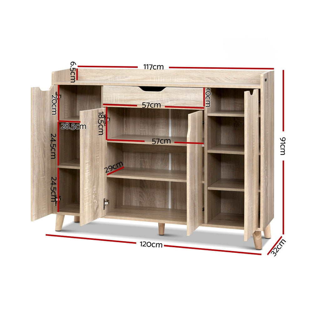 Artiss Shoe Rack Cabinet 26 Pairs Adjustable Pine Cissy-Shoe Storage Cabinets-PEROZ Accessories