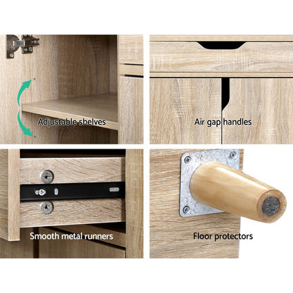 Artiss Shoe Rack Cabinet 26 Pairs Adjustable Pine Cissy-Shoe Storage Cabinets-PEROZ Accessories
