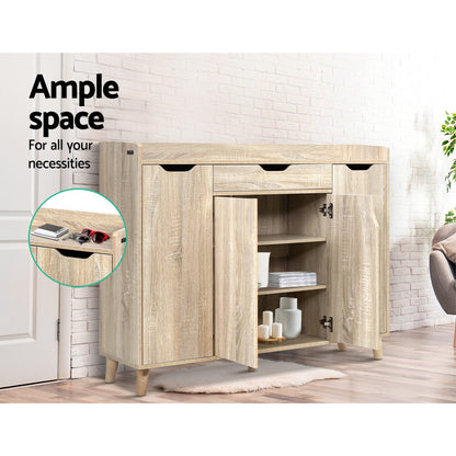 Artiss Shoe Rack Cabinet 26 Pairs Adjustable Pine Cissy-Shoe Storage Cabinets-PEROZ Accessories