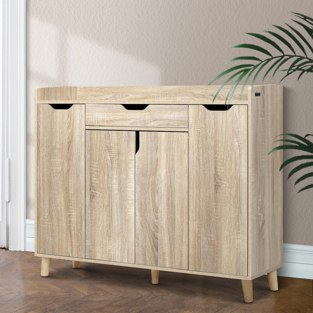 Artiss Shoe Rack Cabinet 26 Pairs Adjustable Pine Cissy-Shoe Storage Cabinets-PEROZ Accessories