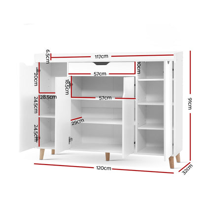 Artiss Shoe Rack Cabinet 26 Pairs Adjustable White Cissy-Shoe Storage Cabinets-PEROZ Accessories