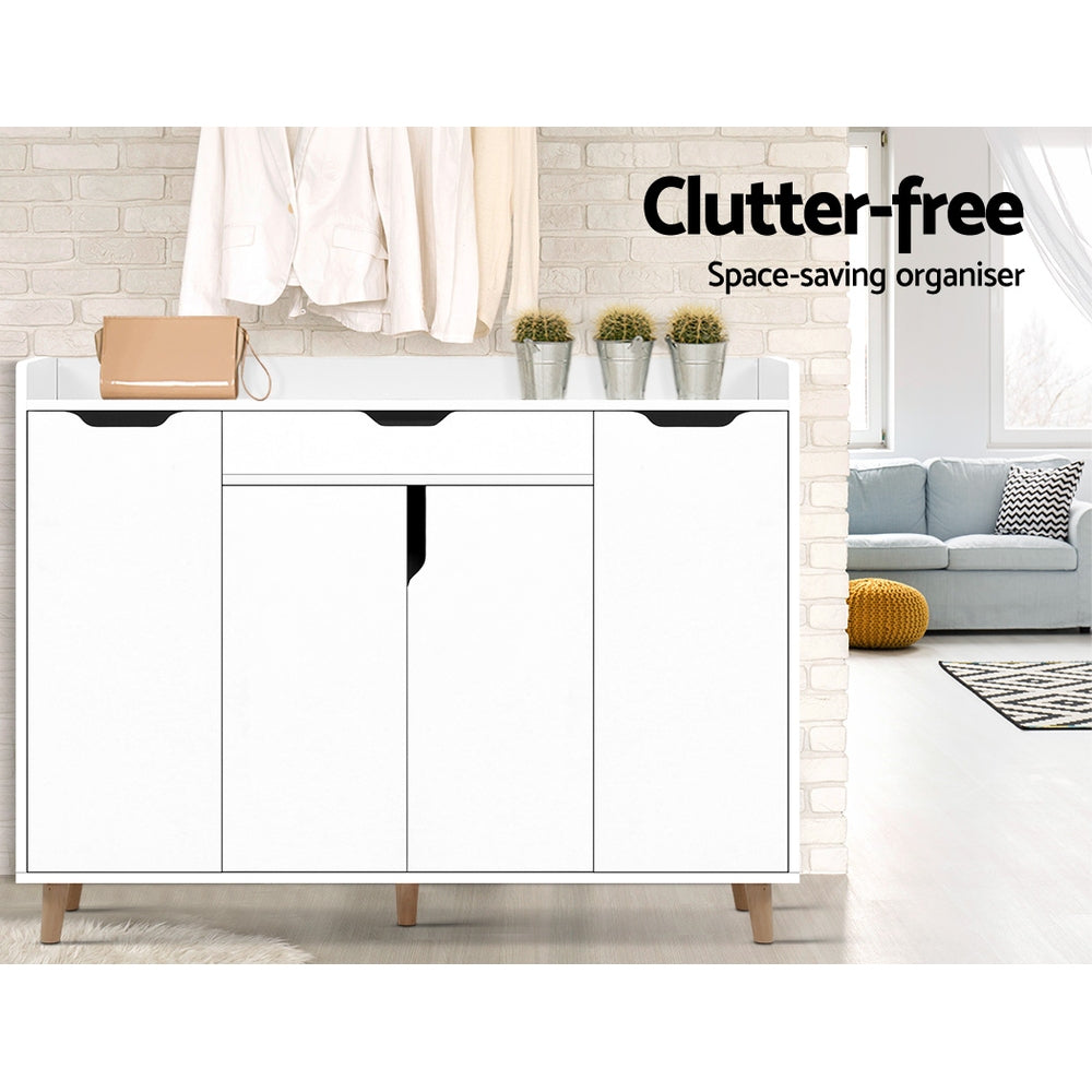 Artiss Shoe Rack Cabinet 26 Pairs Adjustable White Cissy-Shoe Storage Cabinets-PEROZ Accessories