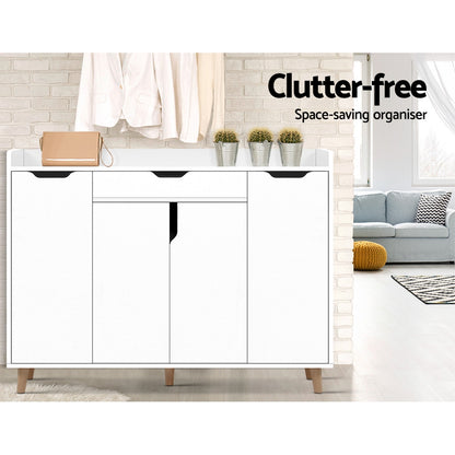 Artiss Shoe Rack Cabinet 26 Pairs Adjustable White Cissy-Shoe Storage Cabinets-PEROZ Accessories