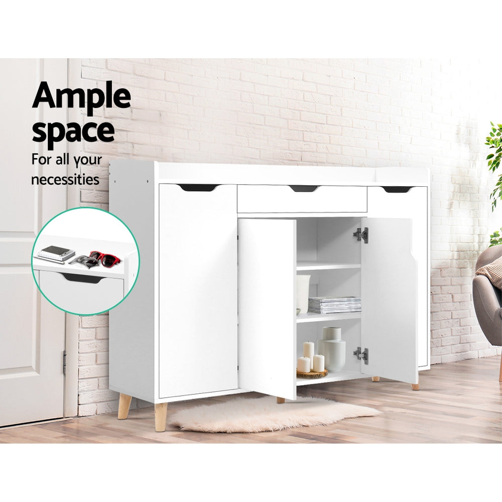 Artiss Shoe Rack Cabinet 26 Pairs Adjustable White Cissy-Shoe Storage Cabinets-PEROZ Accessories