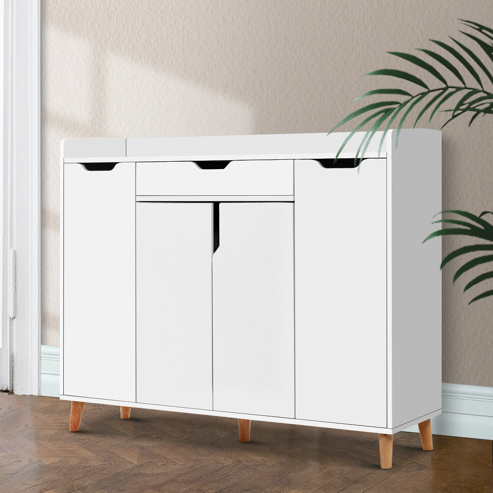 Artiss Shoe Rack Cabinet 26 Pairs Adjustable White Cissy-Shoe Storage Cabinets-PEROZ Accessories