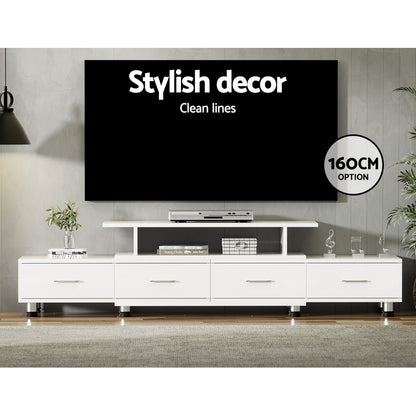 Artiss TV Cabinet Entertainment Unit Extendable 160CM To 220CM White-Entertainment Units-PEROZ Accessories