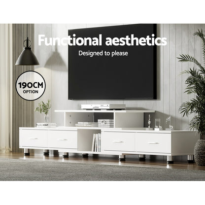 Artiss TV Cabinet Entertainment Unit Extendable 160CM To 220CM White-Entertainment Units-PEROZ Accessories
