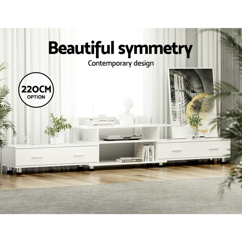Artiss TV Cabinet Entertainment Unit Extendable 160CM To 220CM White-Entertainment Units-PEROZ Accessories