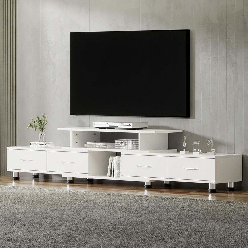 Artiss TV Cabinet Entertainment Unit Extendable 160CM To 220CM White-Entertainment Units-PEROZ Accessories