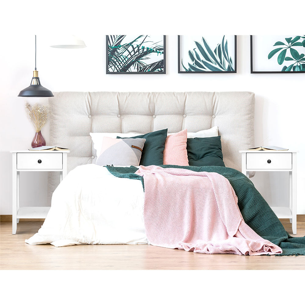 Artiss Bedside Table 1 Drawer with Shelf - BOWIE White-Bedside Tables-PEROZ Accessories