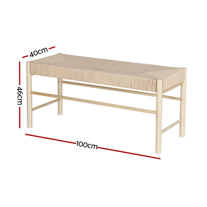 Artiss Dining Bench Paper Rope Seat Wooden Chair 100cm-Furniture &gt; Dining-PEROZ Accessories