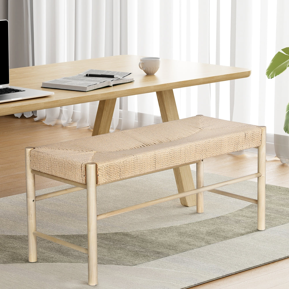 Artiss Dining Bench Paper Rope Seat Wooden Chair 100cm-Furniture &gt; Dining-PEROZ Accessories
