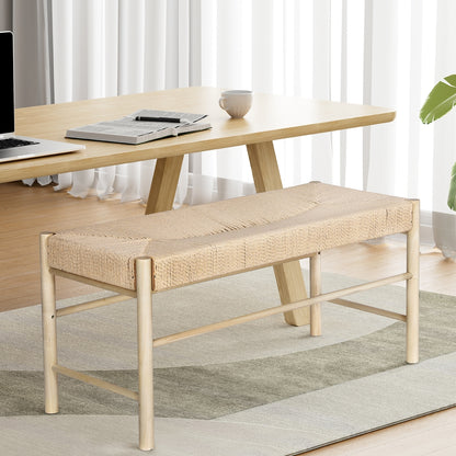 Artiss Dining Bench Paper Rope Seat Wooden Chair 100cm-Furniture &gt; Dining-PEROZ Accessories