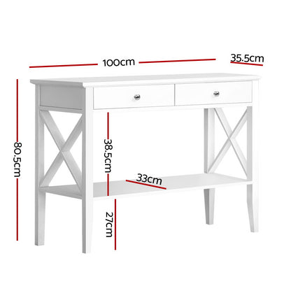 Artiss Console Table 2 Drawers 100CM White Chole-Console Tables-PEROZ Accessories