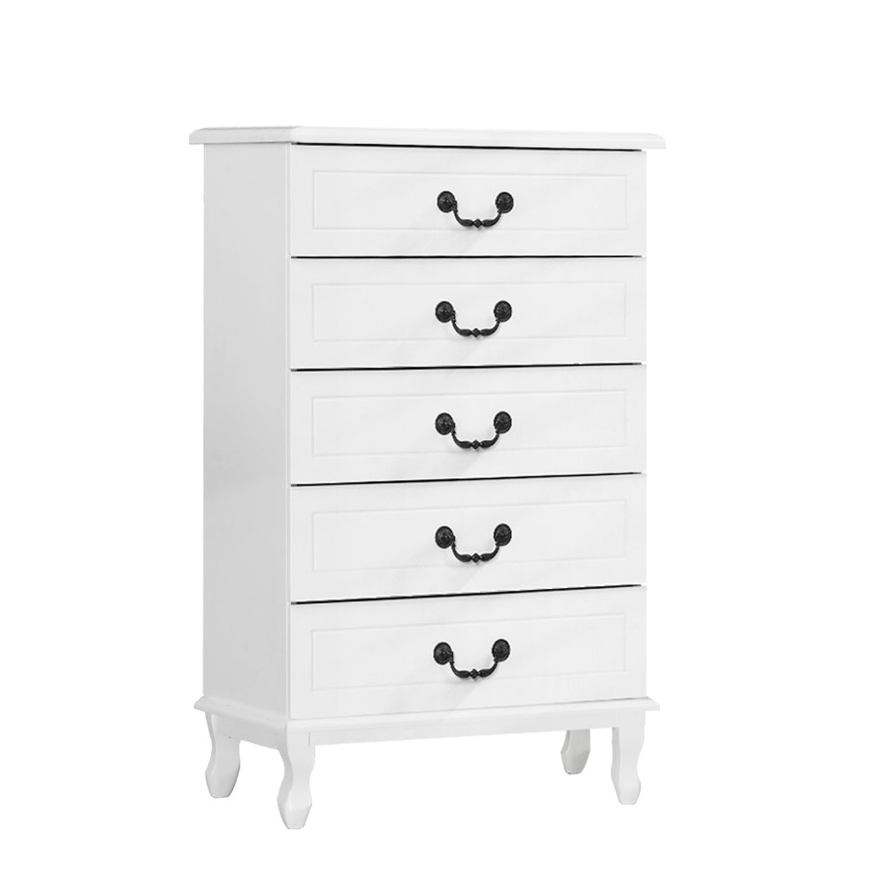 Artiss 5 Chest of Drawers - KUBI White-Furniture > Bedroom-PEROZ Accessories