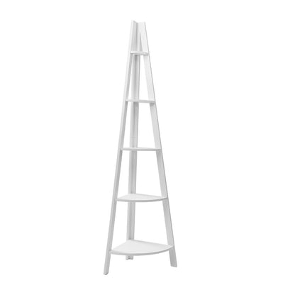 Artiss Bookshelf Corner Shelf 5 Tiers - CANE White-Furniture &gt; Living Room-PEROZ Accessories