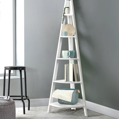 Artiss Bookshelf Corner Shelf 5 Tiers - CANE White-Furniture &gt; Living Room-PEROZ Accessories