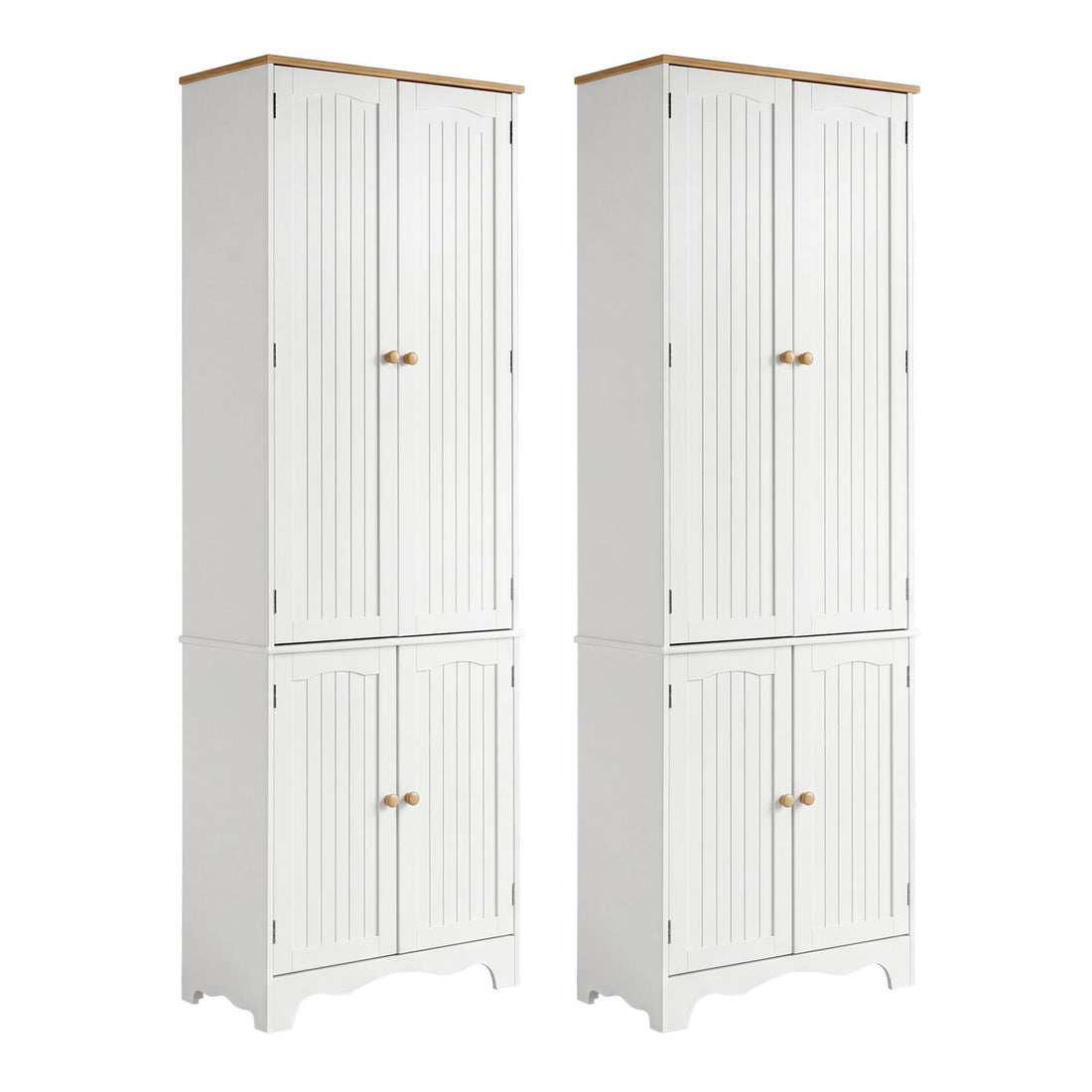 Artiss 2x Buffet Sideboard Pantry Cabinet Cupboard 6-Tiers Storage Shelves BERNE-Furniture > Dining > Buffets &amp; Sideboards-PEROZ Accessories