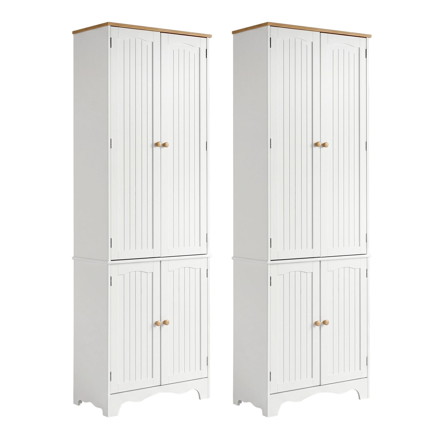Artiss 2x Buffet Sideboard Pantry Cabinet Cupboard 6-Tiers Storage Shelves BERNE-Furniture > Dining > Buffets &amp; Sideboards-PEROZ Accessories
