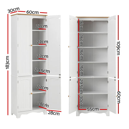 Artiss 2x Buffet Sideboard Pantry Cabinet Cupboard 6-Tiers Storage Shelves BERNE-Furniture > Dining > Buffets &amp; Sideboards-PEROZ Accessories