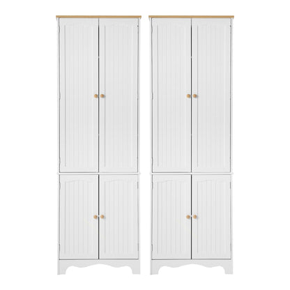 Artiss 2x Buffet Sideboard Pantry Cabinet Cupboard 6-Tiers Storage Shelves BERNE-Furniture > Dining > Buffets &amp; Sideboards-PEROZ Accessories