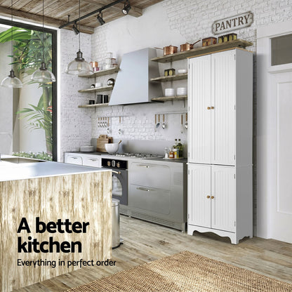 Artiss 2x Buffet Sideboard Pantry Cabinet Cupboard 6-Tiers Storage Shelves BERNE-Furniture > Dining > Buffets &amp; Sideboards-PEROZ Accessories