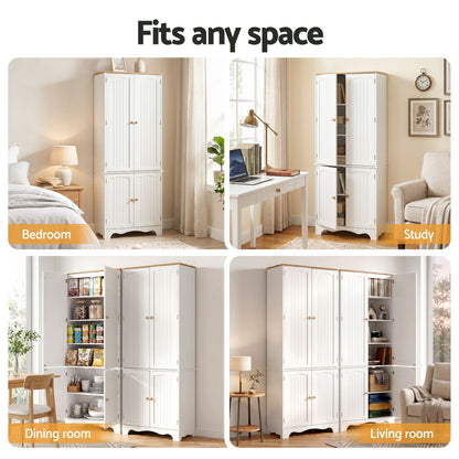 Artiss 2x Buffet Sideboard Pantry Cabinet Cupboard 6-Tiers Storage Shelves BERNE-Furniture > Dining > Buffets &amp; Sideboards-PEROZ Accessories