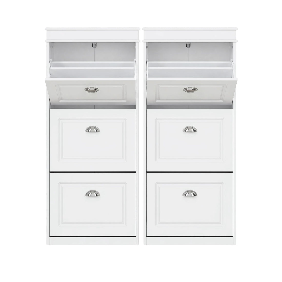 Artiss 2x Shoe Cabinet Storage Organiser 3 Flip Drawer White