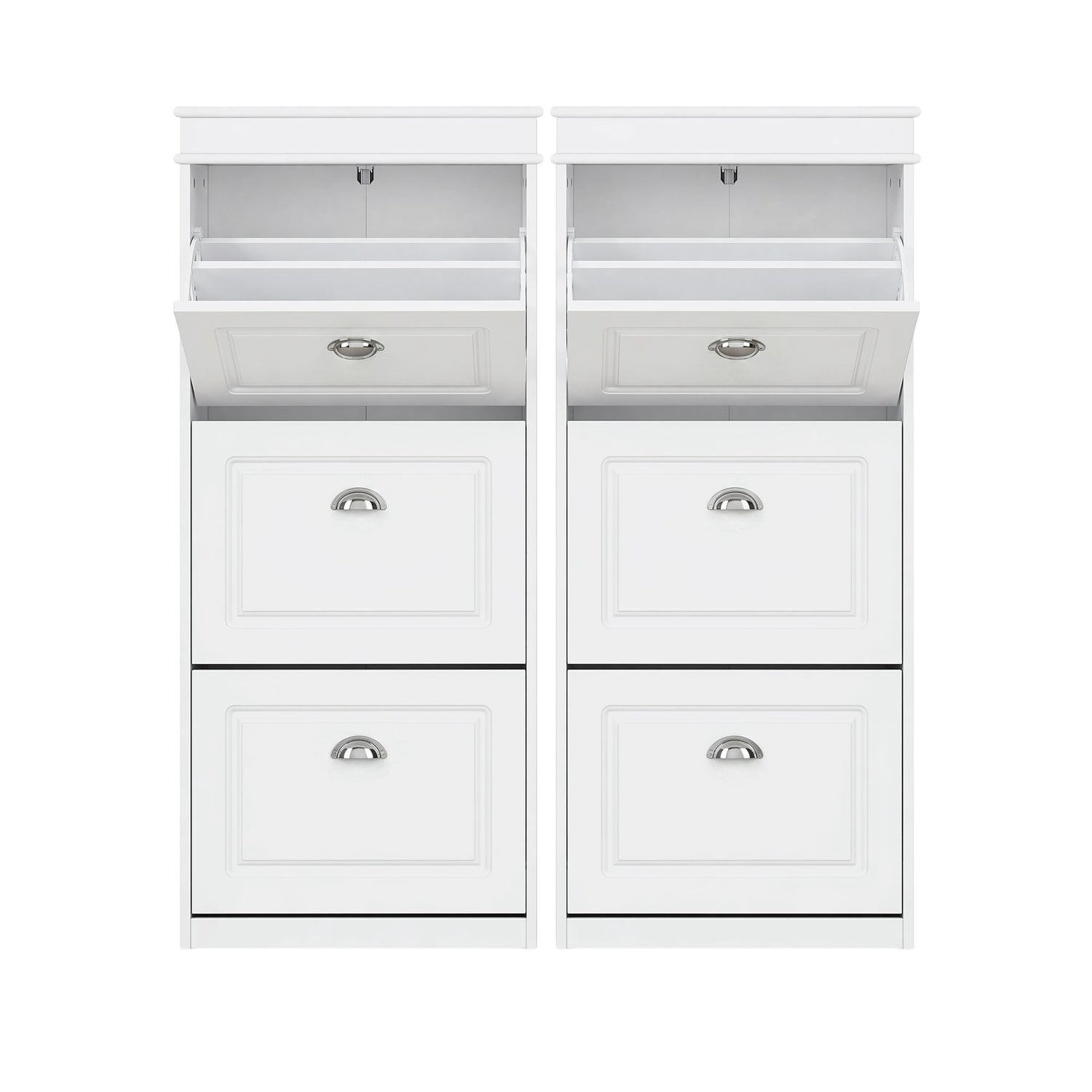 Artiss 2x Shoe Cabinet Storage Organiser 3 Flip Drawer White
