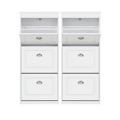Artiss 2x Shoe Cabinet Storage Organiser 3 Flip Drawer White