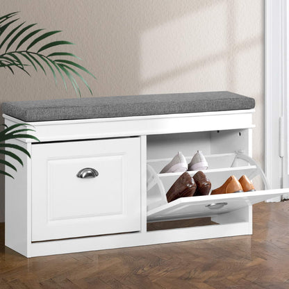 Artiss Shoe Rack Cabinet Bench 8 Pairs White-Shoe Storage Cabinets-PEROZ Accessories