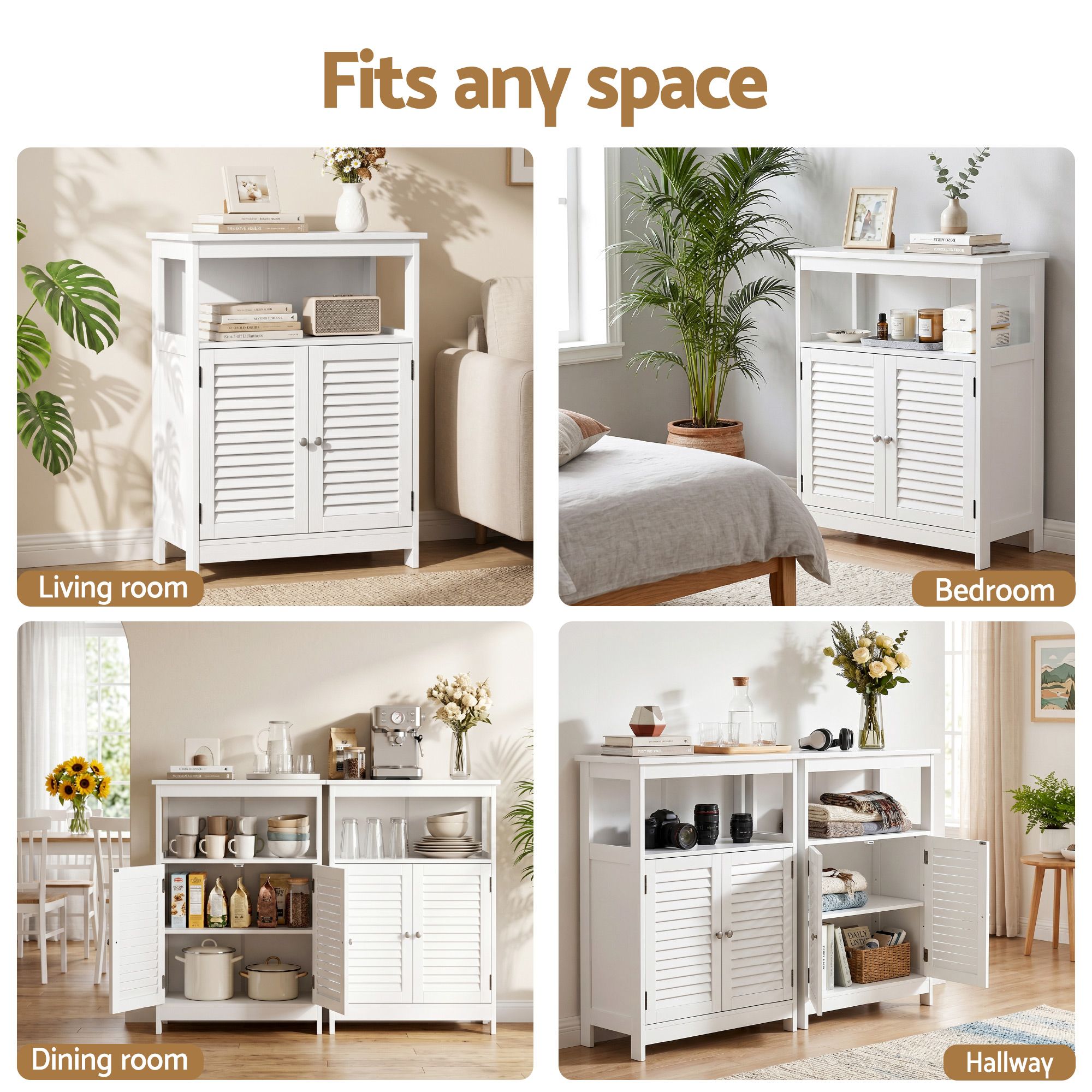 Artiss 2x Buffet Sideboard Cabinet Server Cupboard Kitchen Bathroom Storage IVOR