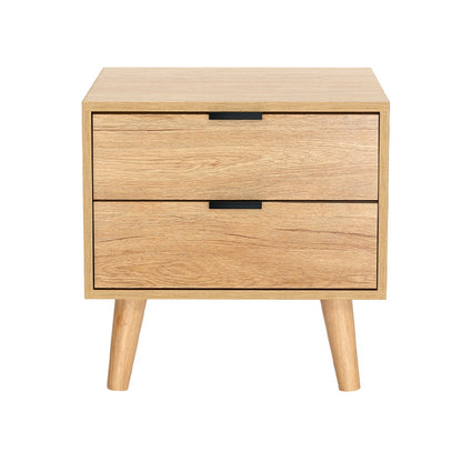 Artiss Bedside Table 2 Drawers - Pine-BedSide Tabless-PEROZ Accessories