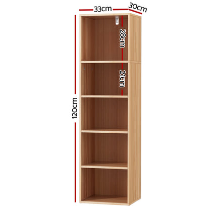 Artiss Bookshelf 5 Tiers MILO Pine-Furniture &gt; Living Room-PEROZ Accessories