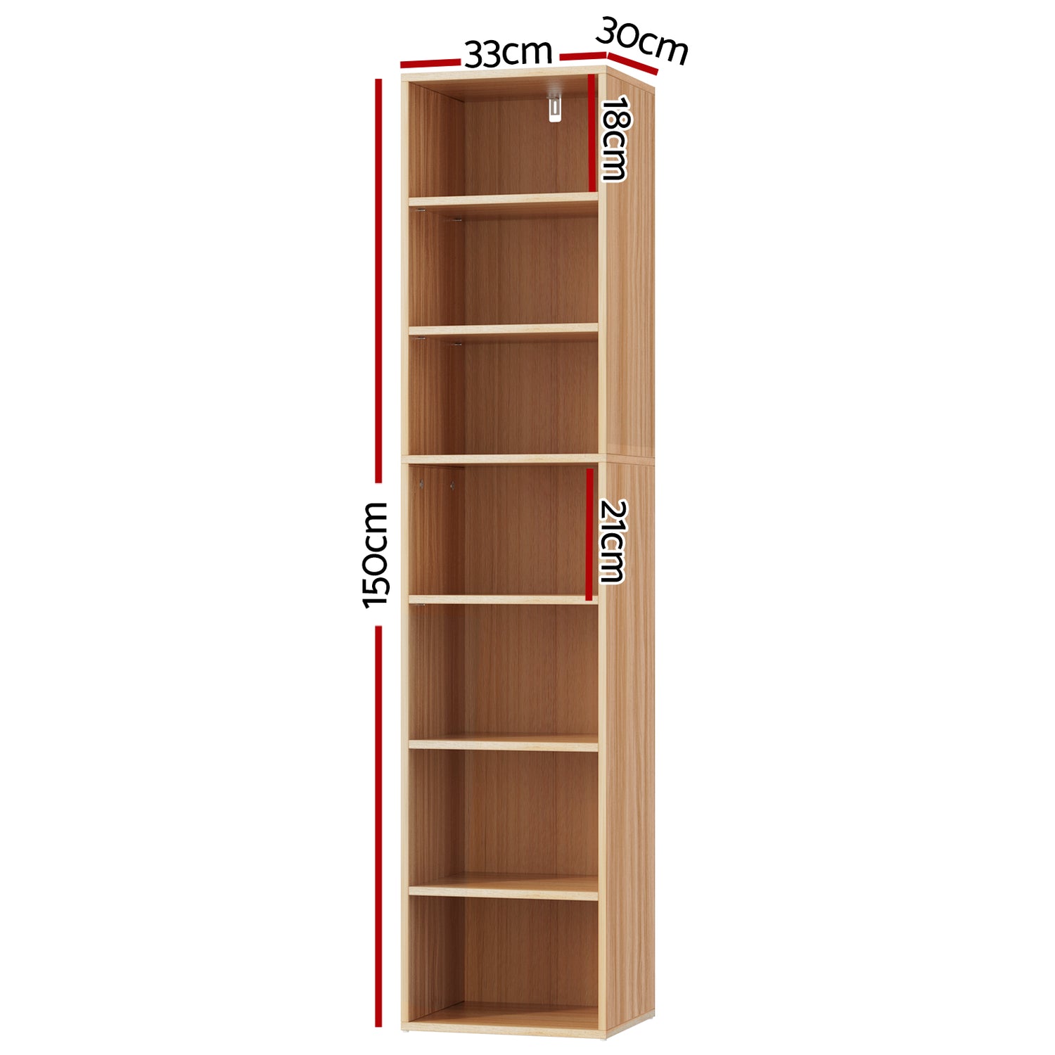 Artiss Bookshelf 7 Tiers MILO Pine-Furniture &gt; Living Room-PEROZ Accessories