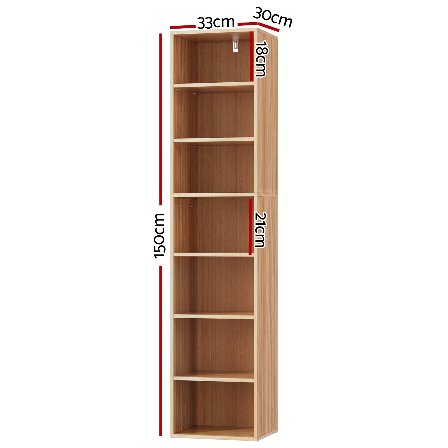 Artiss Bookshelf 7 Tiers MILO Pine-Furniture &gt; Living Room-PEROZ Accessories