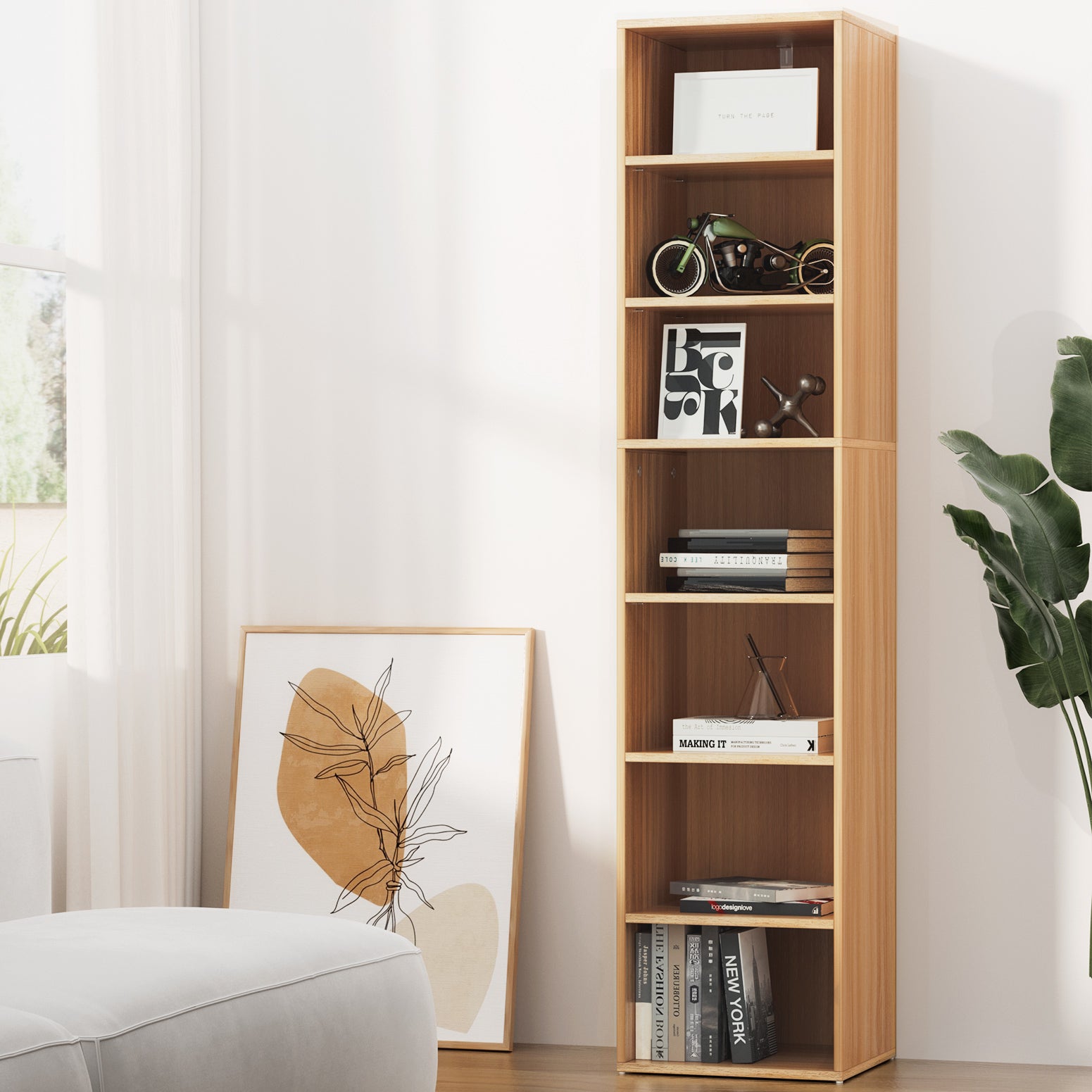 Artiss Bookshelf 7 Tiers MILO Pine-Furniture &gt; Living Room-PEROZ Accessories
