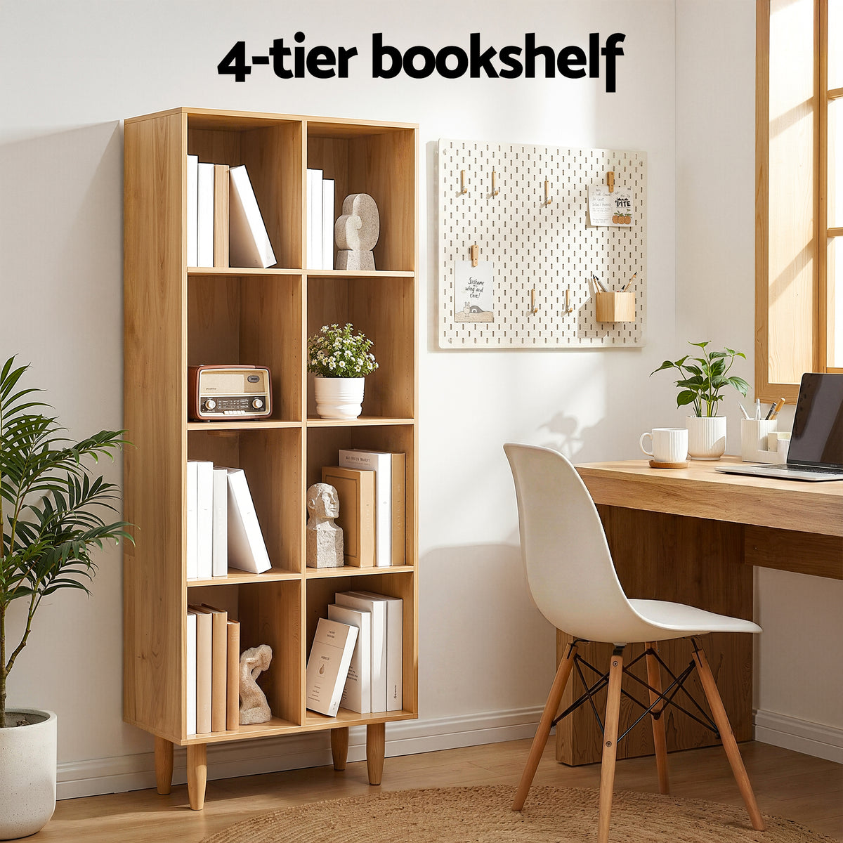 Artiss Bookshelf Bookcase 4 Tiers LEOR Pine-Furniture > Office-PEROZ Accessories