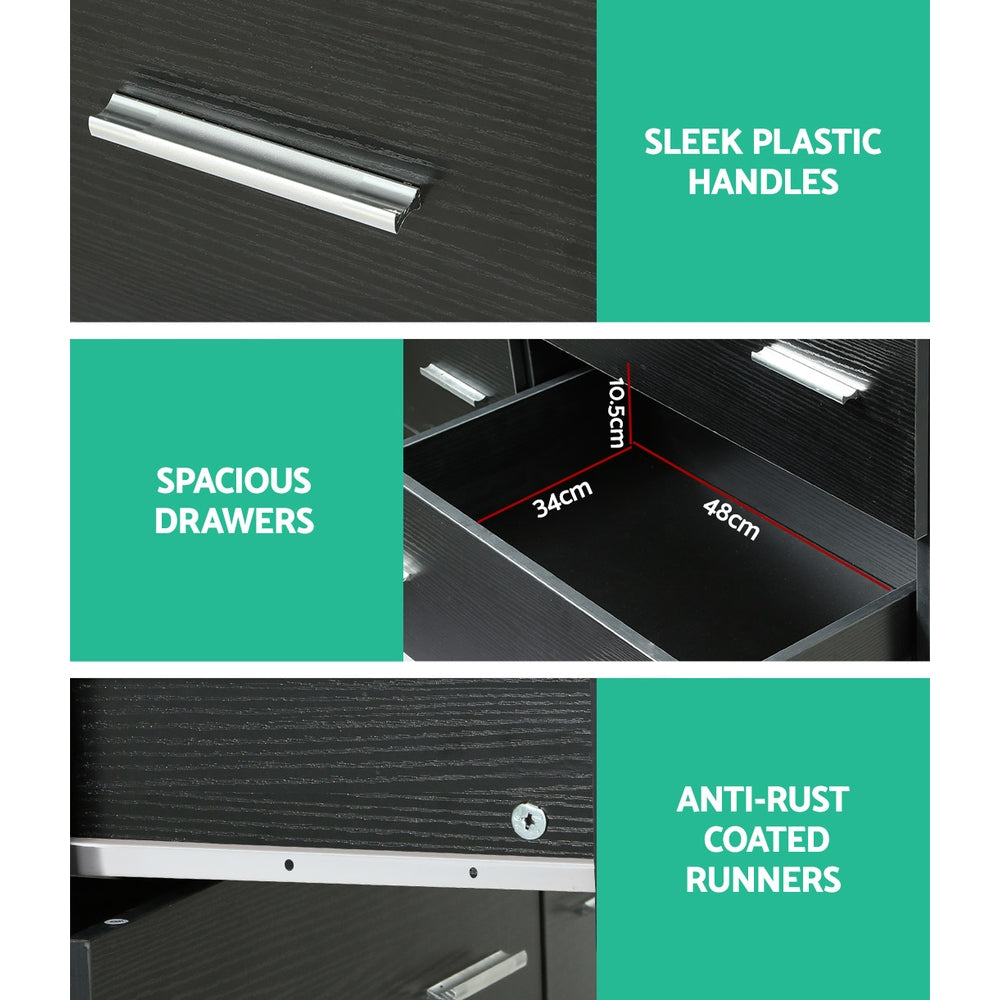 Artiss 6 Chest of Drawers - VEDA Black-Furniture &gt; Bedroom-PEROZ Accessories