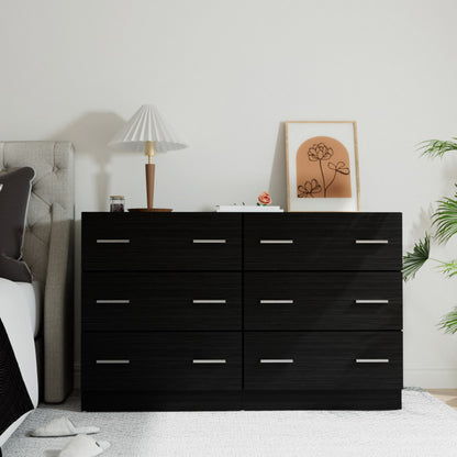 Artiss 6 Chest of Drawers - VEDA Black-Furniture &gt; Bedroom-PEROZ Accessories