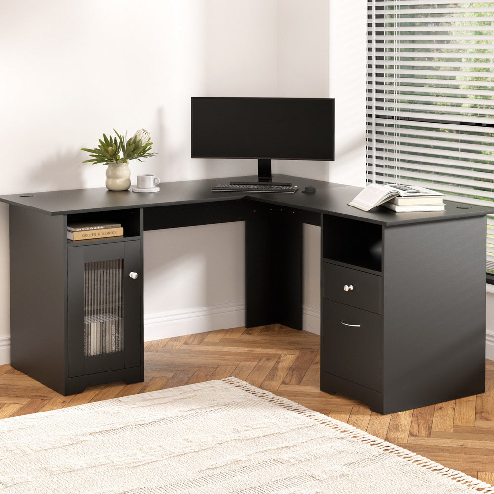 Artiss Computer Desk Home Office Study Desks L-shaped Corner Table with Storage-Furniture &gt; Office &gt; Desks-PEROZ Accessories