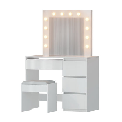 Artiss White Dressing Table with Led Bulbs-Dressing Tables-PEROZ Accessories