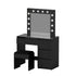 Artiss Dressing Table Set Stool 12 Led Bulbs Black-Furniture > Bedroom > Dressing Vanity & Dressing Tables-PEROZ Accessories