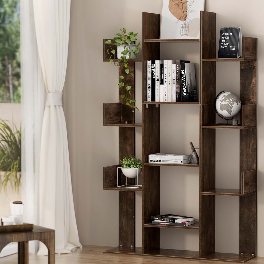 Artiss Tree-Shaped Bookshelf ROMI Walnut-Furniture &gt; Bedroom-PEROZ Accessories