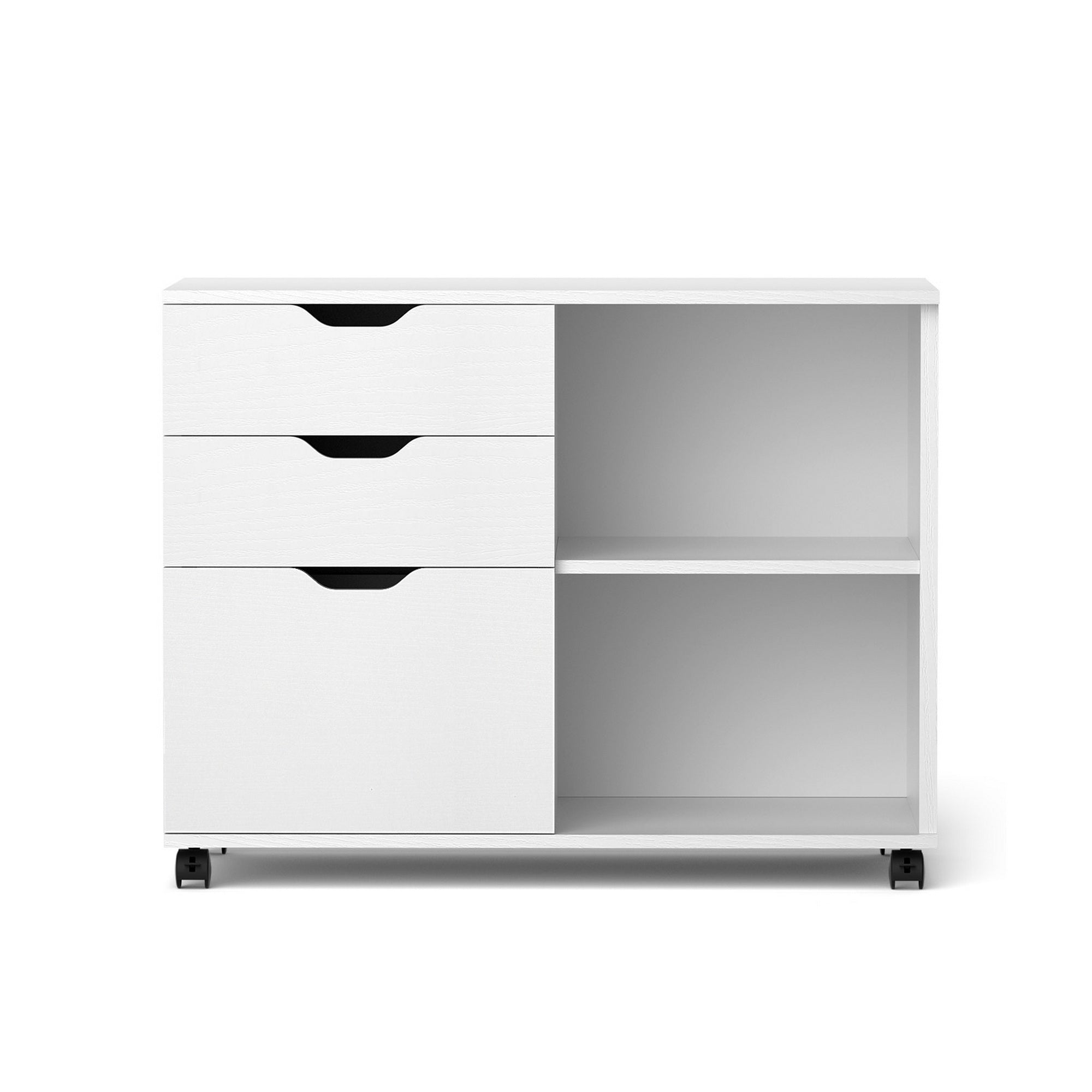 Artiss 3 Drawer Mobile Filing Cabinet Printer Stand Cabinet Home Office Storage White-Furniture > Office > Storage Cabinets-PEROZ Accessories