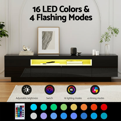 Artiss TV Unit Entertainment Unit Storage Drawer RGB LED 180cm Black-Furniture &gt; Living Room &gt; TV Units-PEROZ Accessories