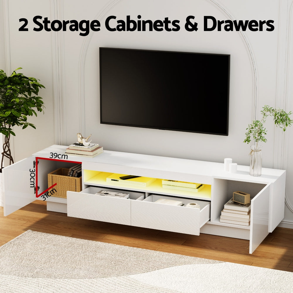 Artiss TV Unit Entertainment Unit Storage Drawer RGB LED 180cm White-Furniture &gt; Living Room &gt; TV Units-PEROZ Accessories